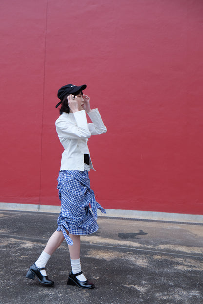 2-way Gingham Knots Top/ Skirt (Blue)