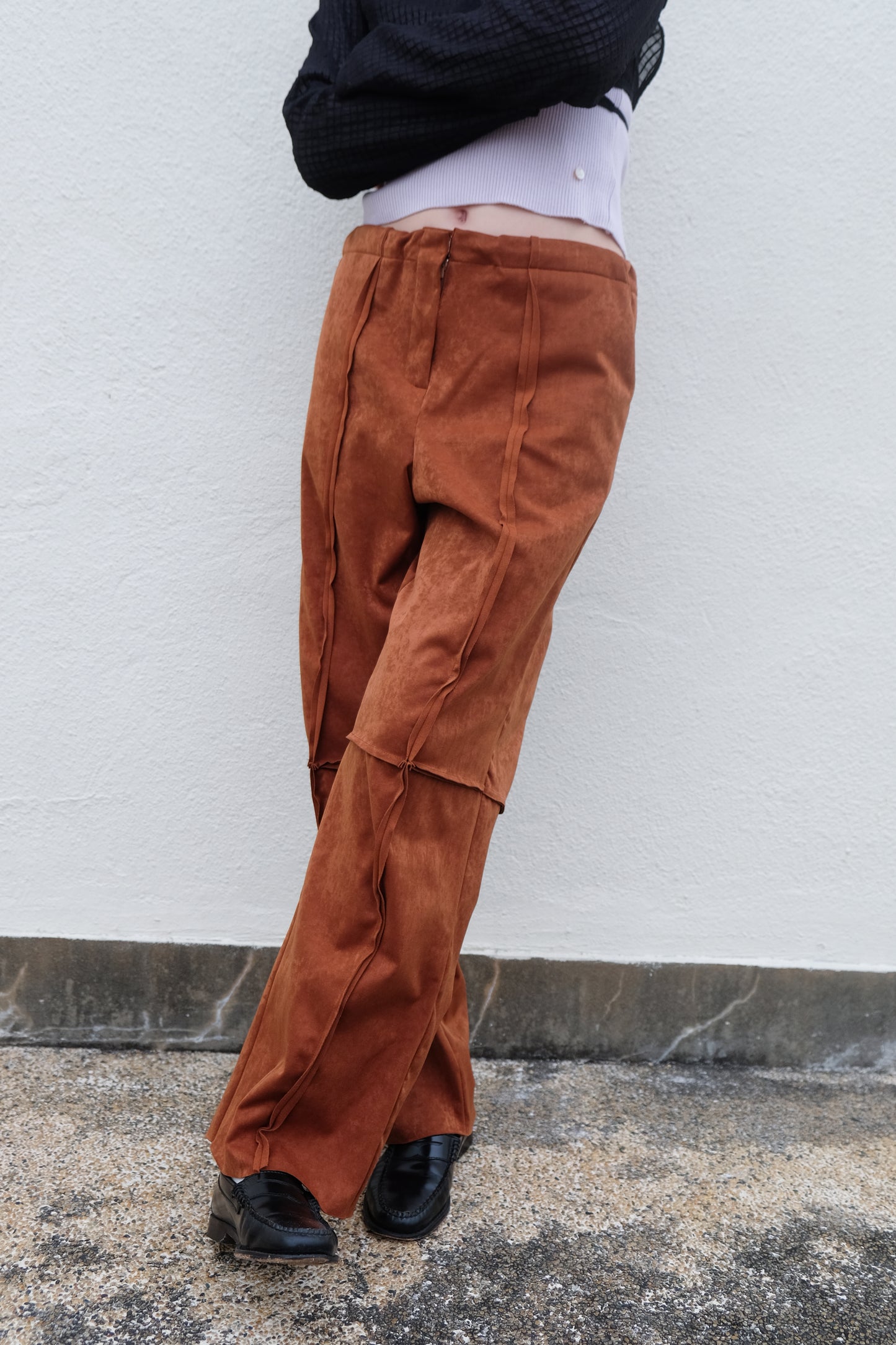 Suede Raw Trimming Pants (Camel)