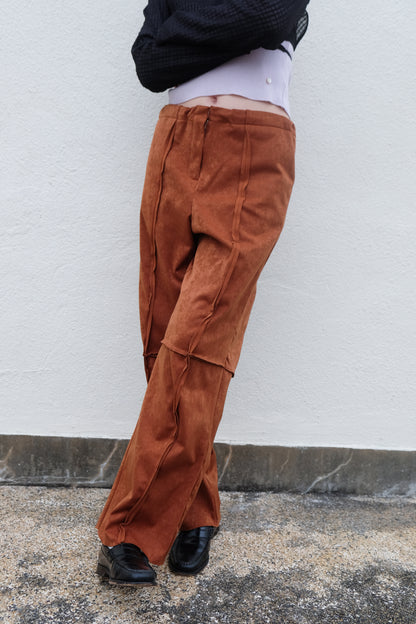 Suede Raw Trimming Pants (Camel)