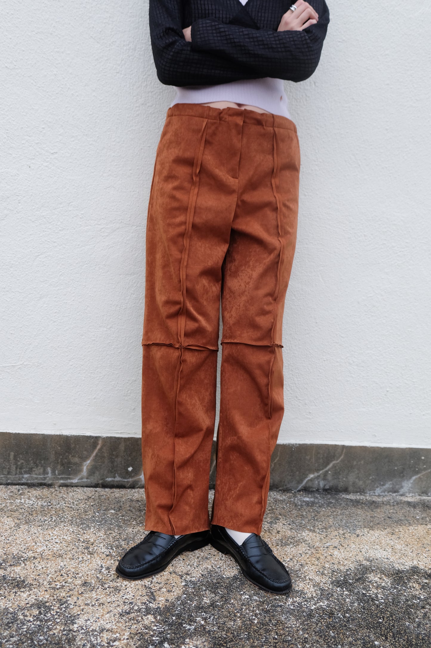 Suede Raw Trimming Pants (Camel)