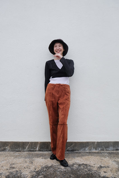 Suede Raw Trimming Pants (Camel)