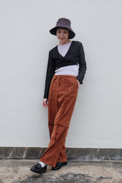 Suede Raw Trimming Pants (Camel)