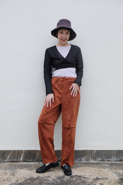 Suede Raw Trimming Pants (Camel)