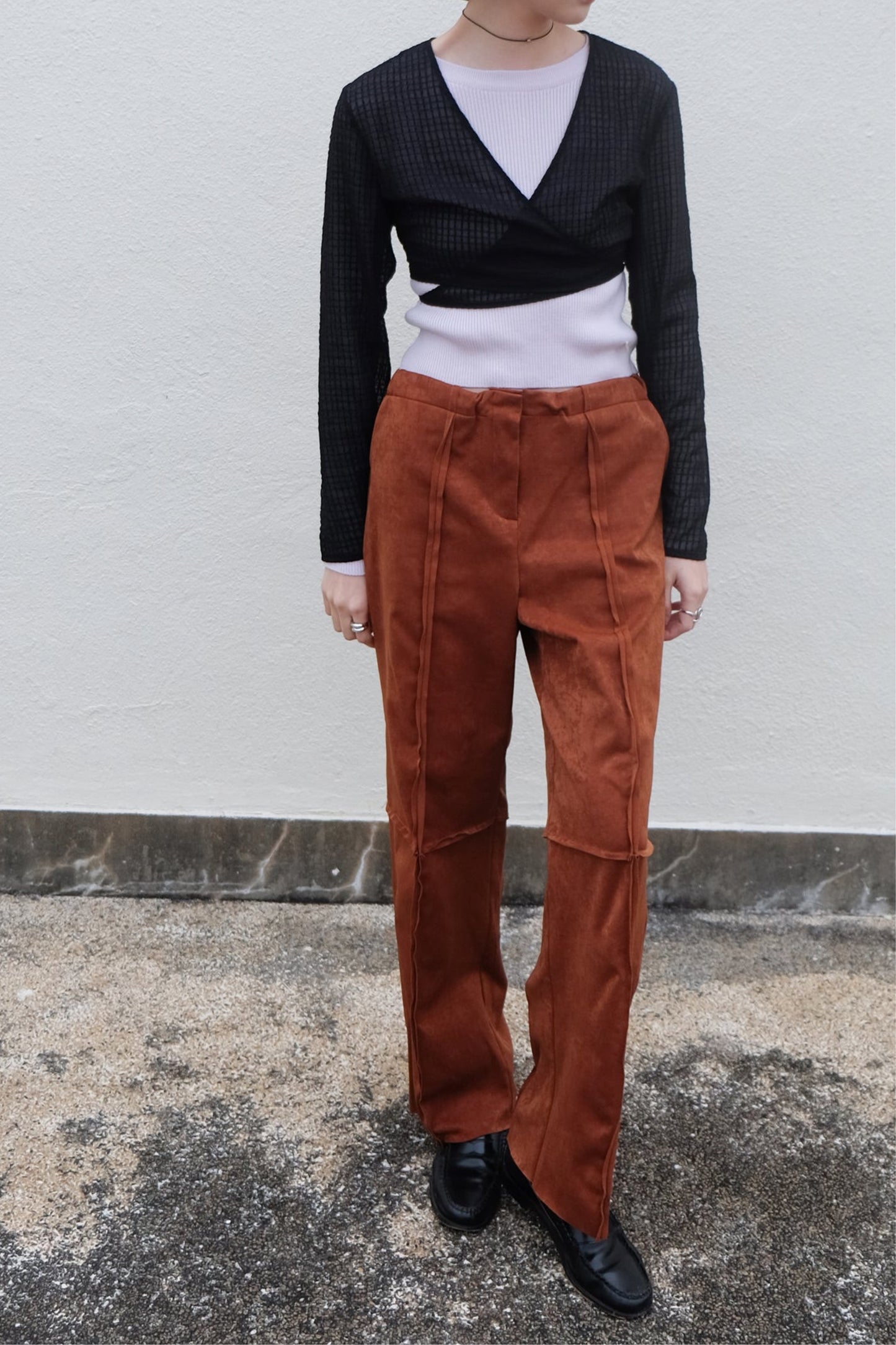 Suede Raw Trimming Pants (Camel)