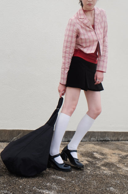 Double-layer Pleated Tennis Skorts (Black/ Camel)