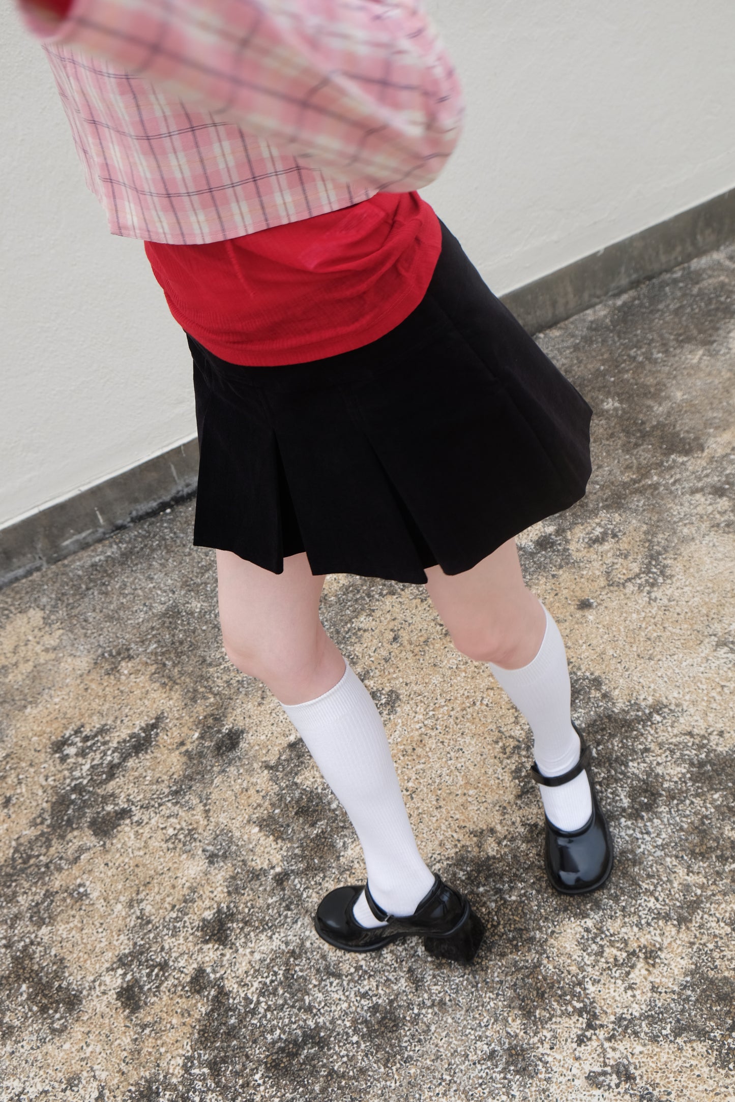 Double-layer Pleated Tennis Skorts (Black/ Camel)