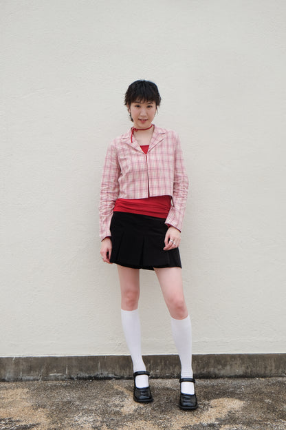 Double-layer Pleated Tennis Skorts (Black/ Camel)