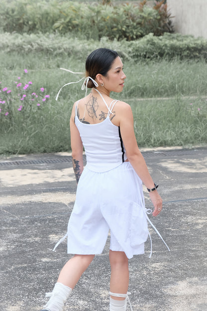 ✨推！"Ballet Boy" Ribboned Shorts (White)