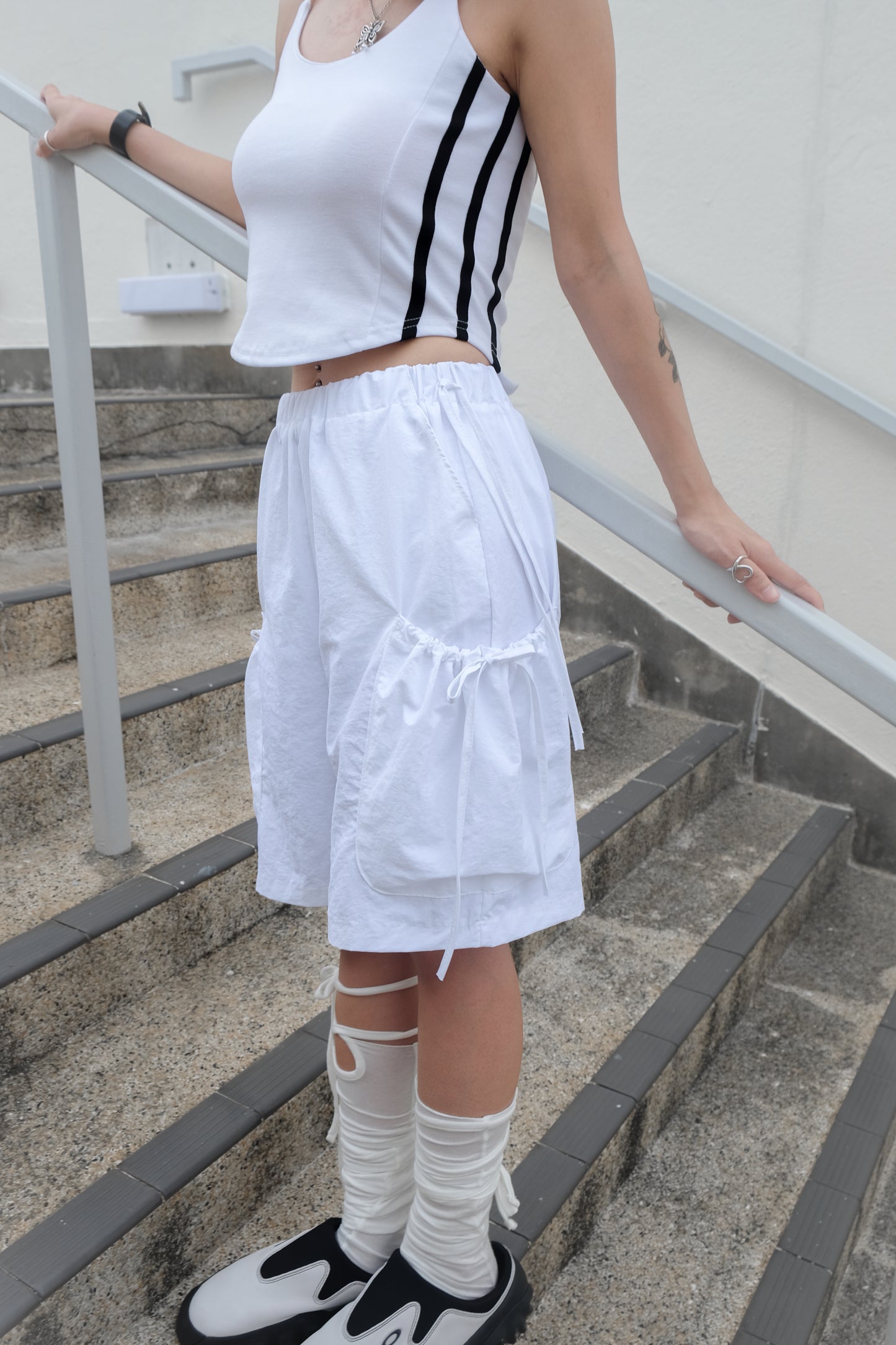 ✨推！"Ballet Boy" Ribboned Shorts (White)