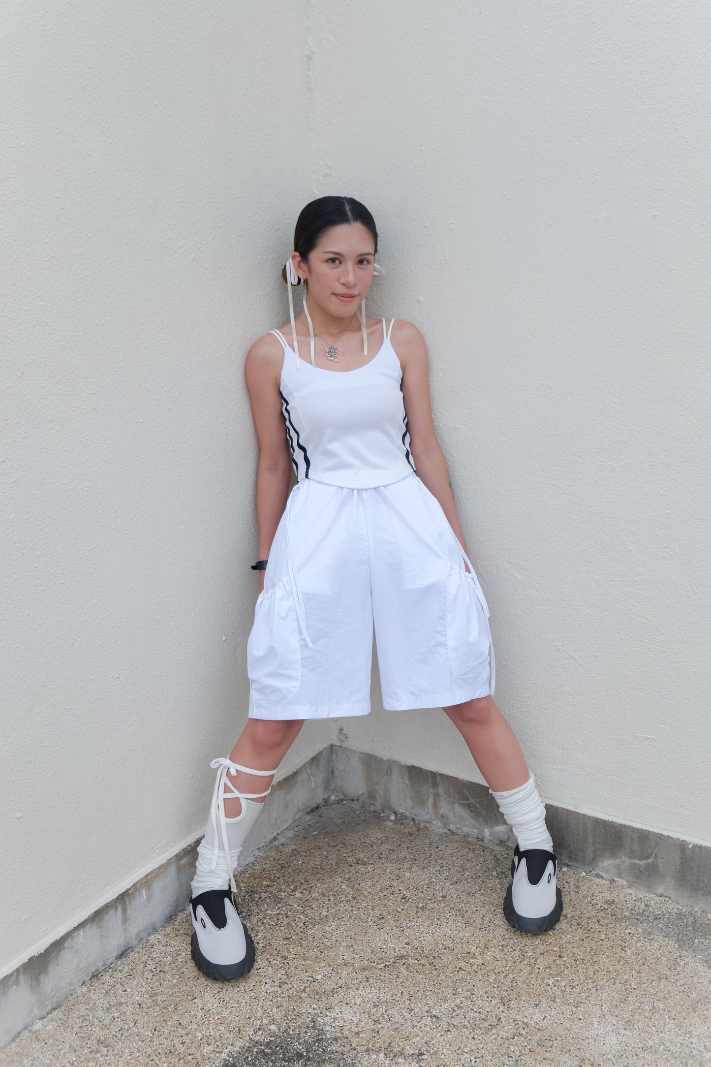 ✨推！"Ballet Boy" Ribboned Shorts (White)