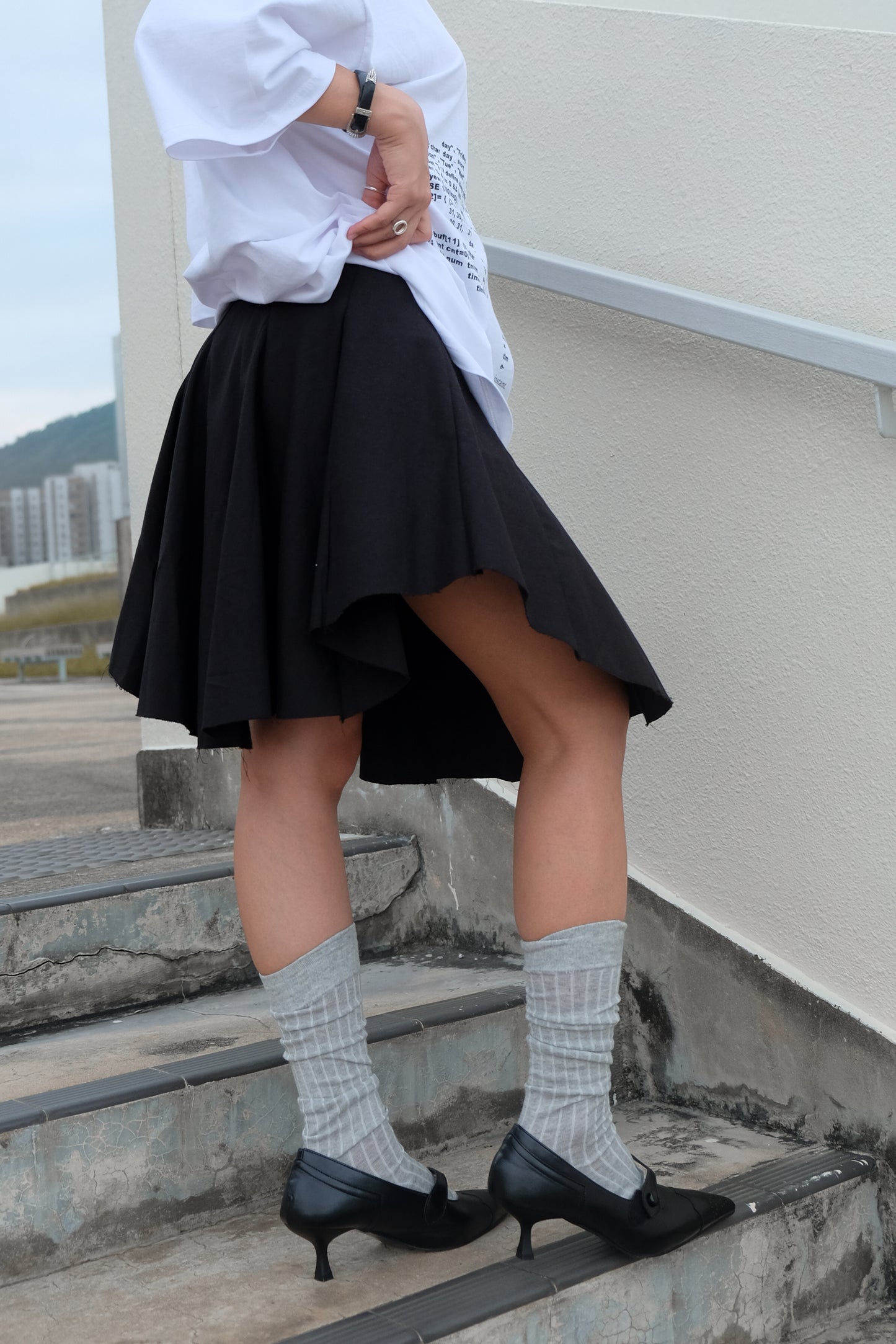 "Jackie" Raw Edge Flare Skirt