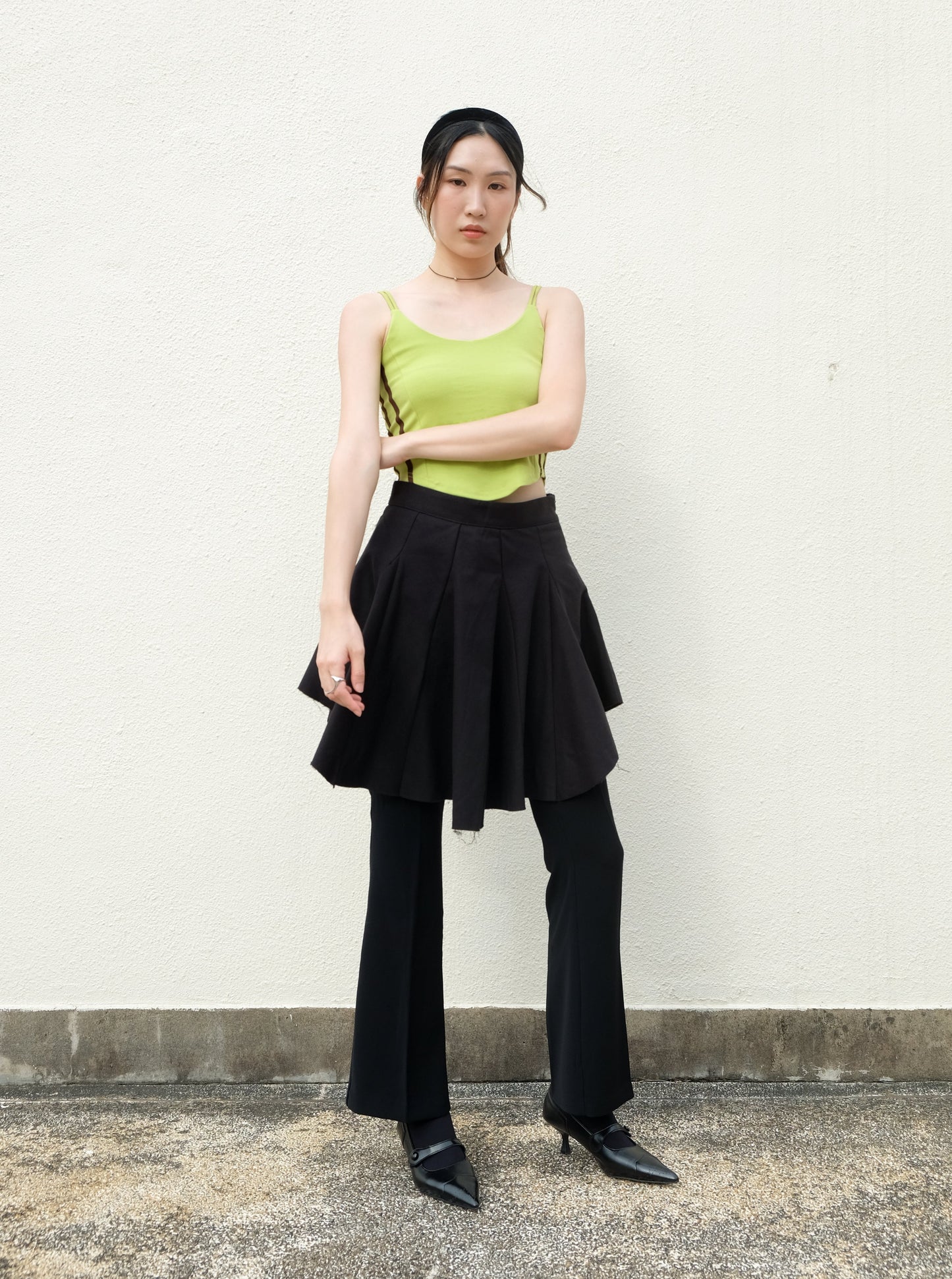 "Jackie" Raw Edge Flare Skirt