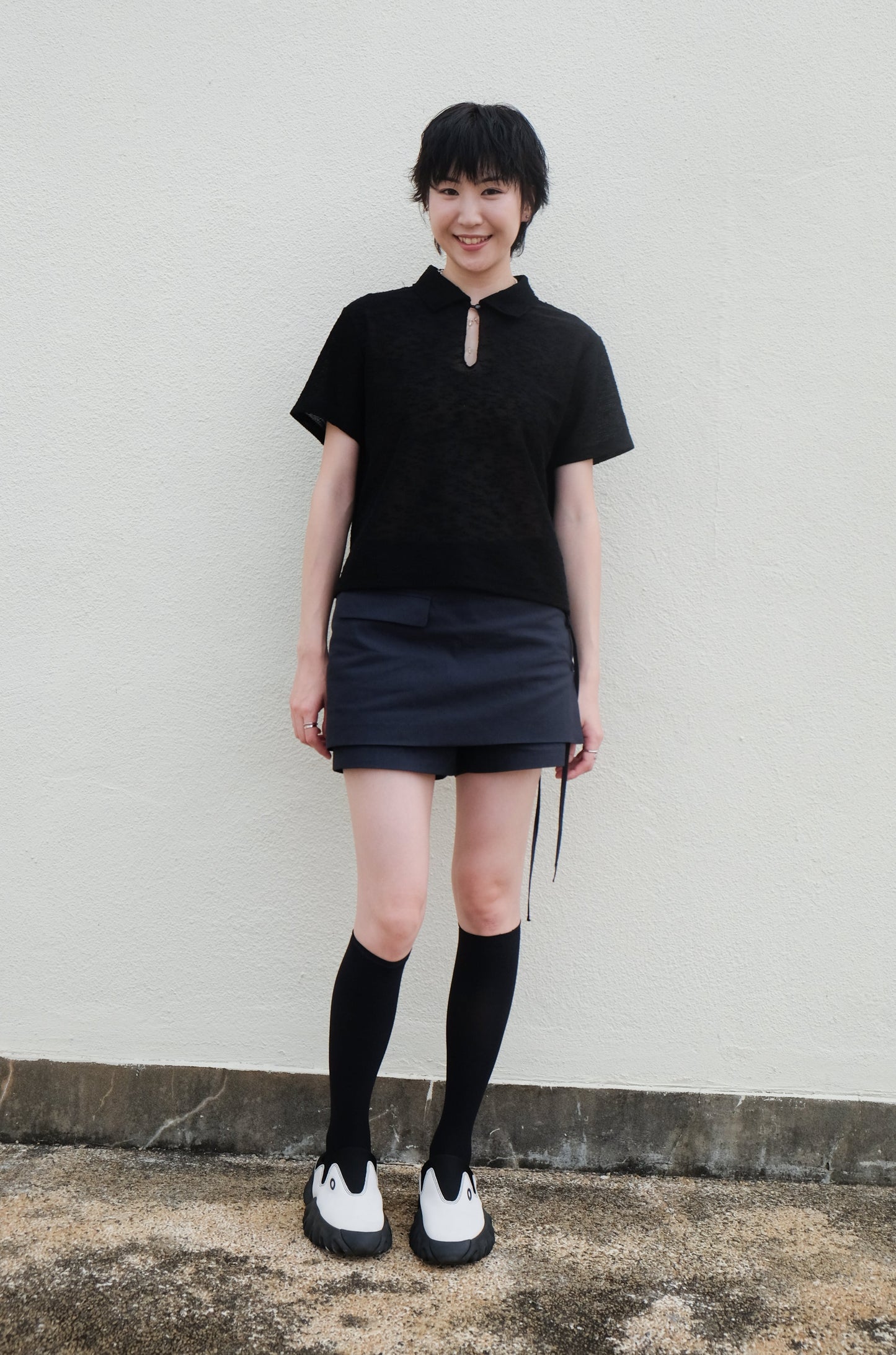 ✨推！"Lipa" Lace-up Layered Skorts (Navy)