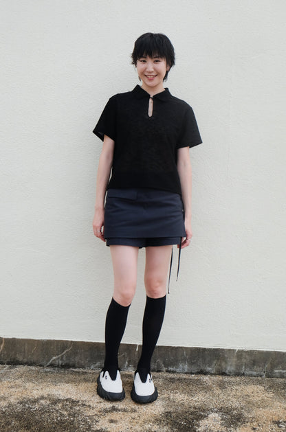 ✨推！"Lipa" Lace-up Layered Skorts (Navy)