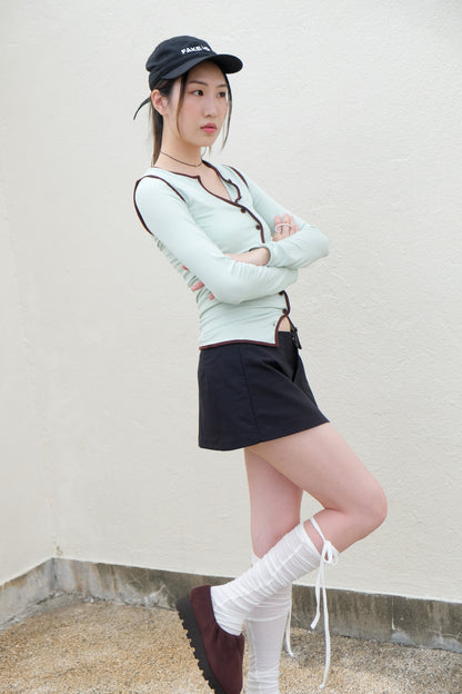 Slim & Curvy Cardigan (Mint x Choco)