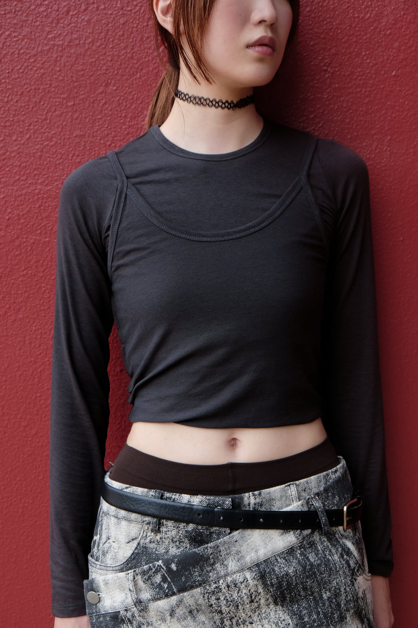 "Gemini" Two-way Layering Top (Caramel/ Charcoal/ Ivory)