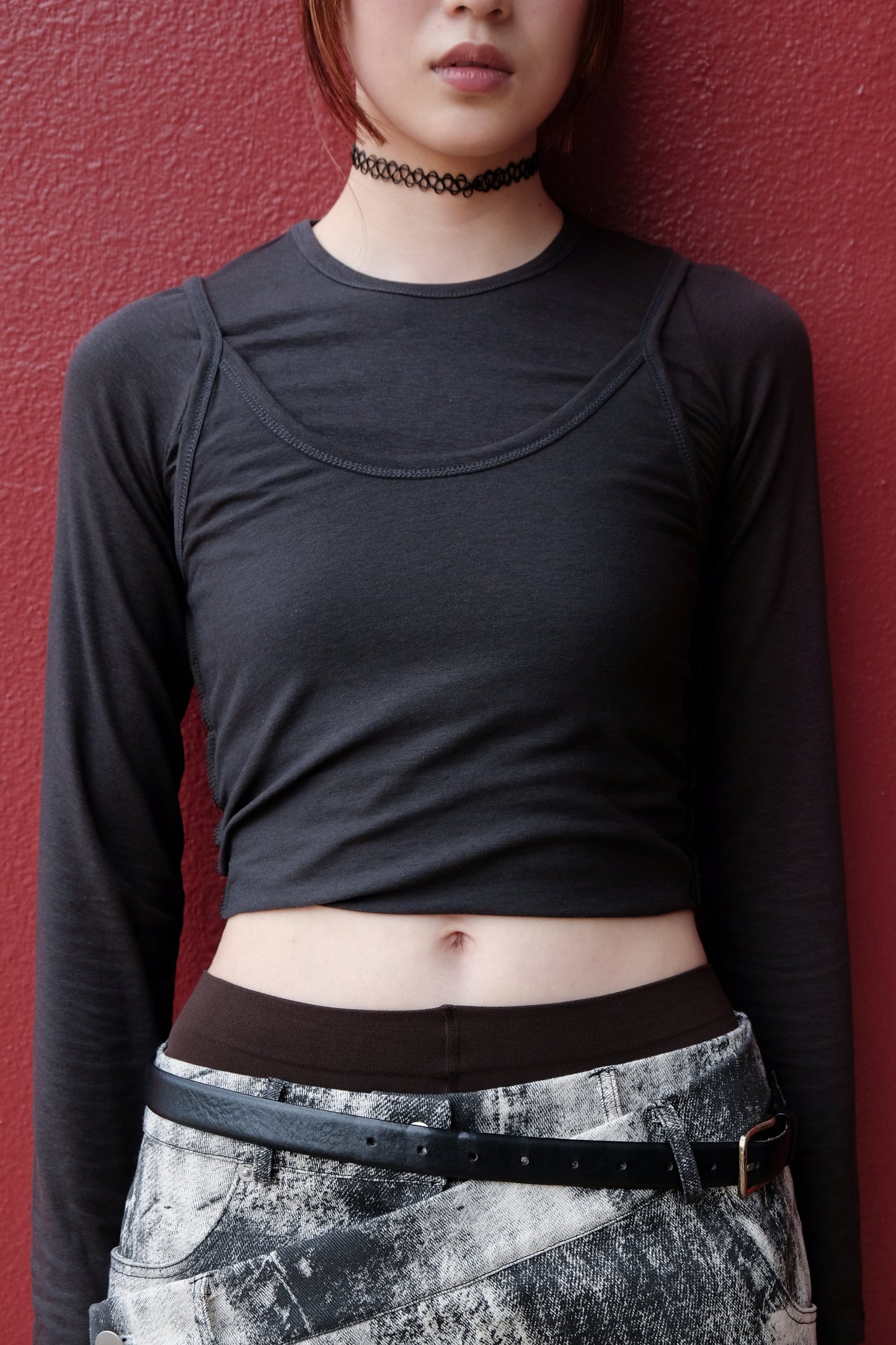 "Gemini" Two-way Layering Top (Caramel/ Charcoal/ Ivory)