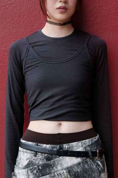 "Gemini" Two-way Layering Top (Caramel/ Charcoal/ Ivory)