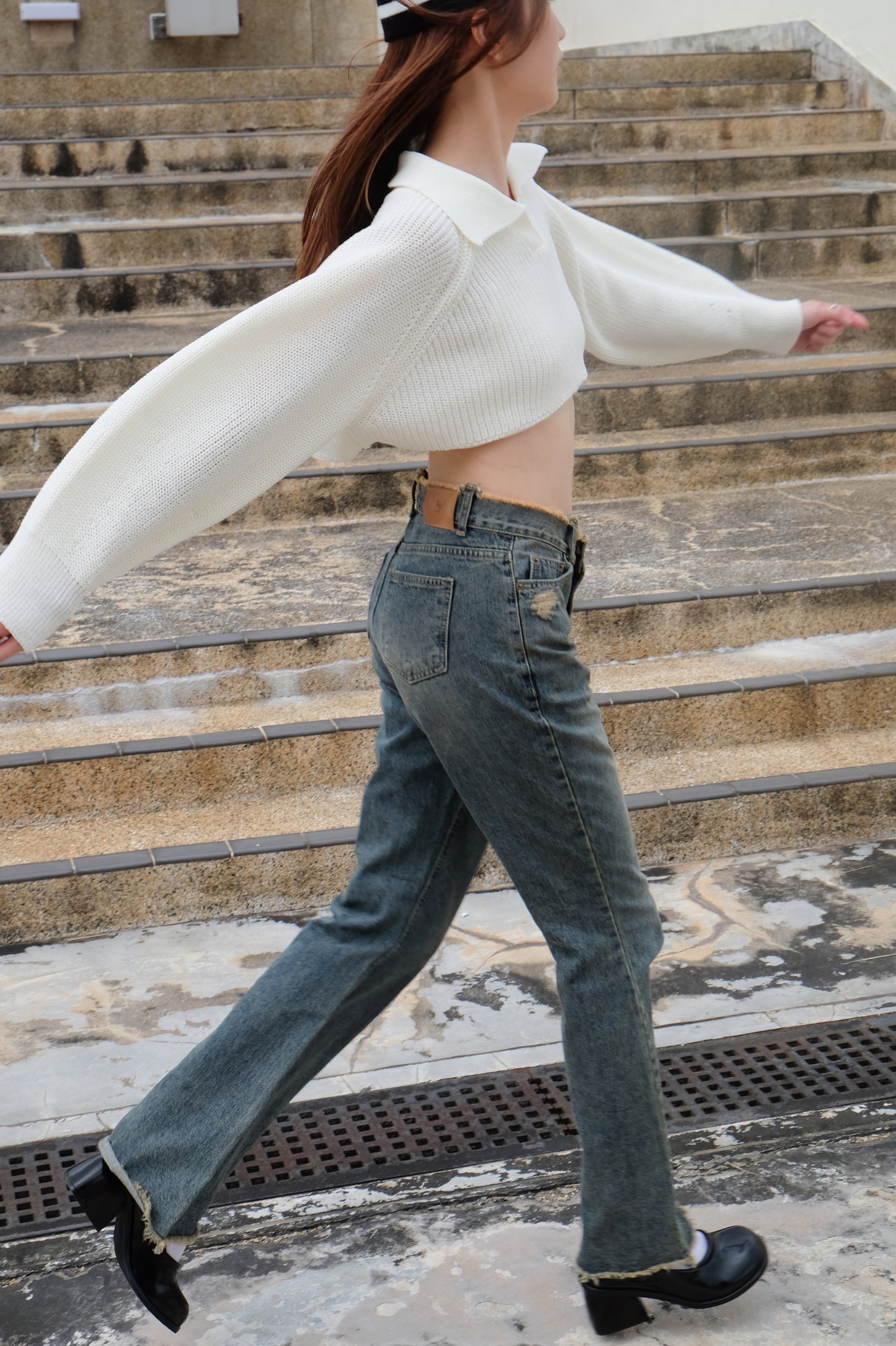 "Ayumi" Retro Bootcut Washed Jeans