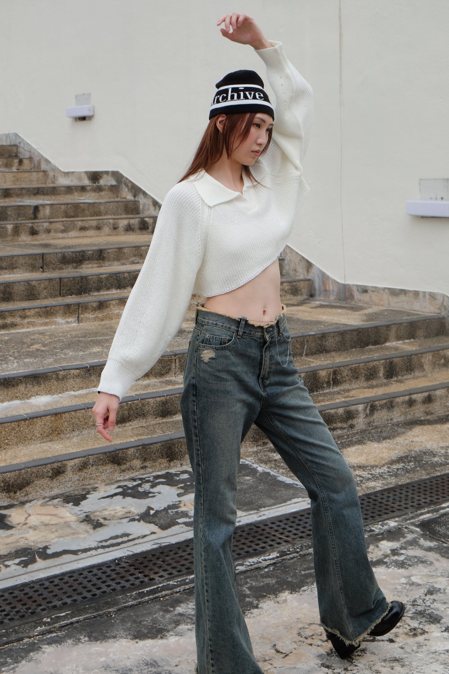 "Ayumi" Retro Bootcut Washed Jeans