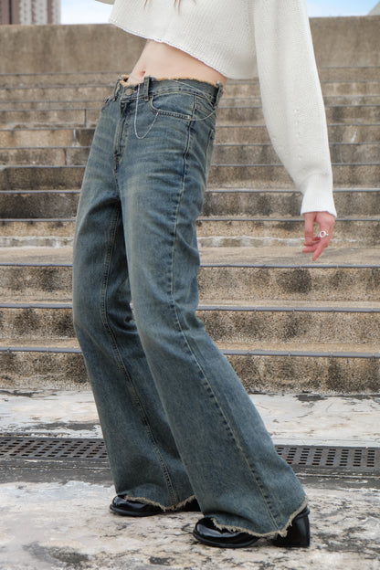 "Ayumi" Retro Bootcut Washed Jeans