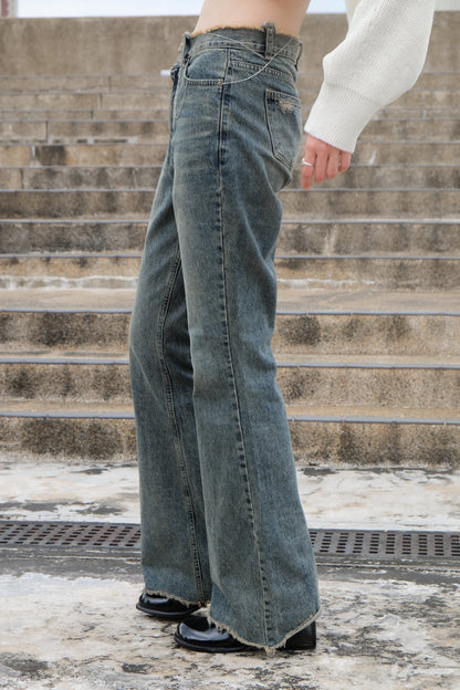 "Ayumi" Retro Bootcut Washed Jeans