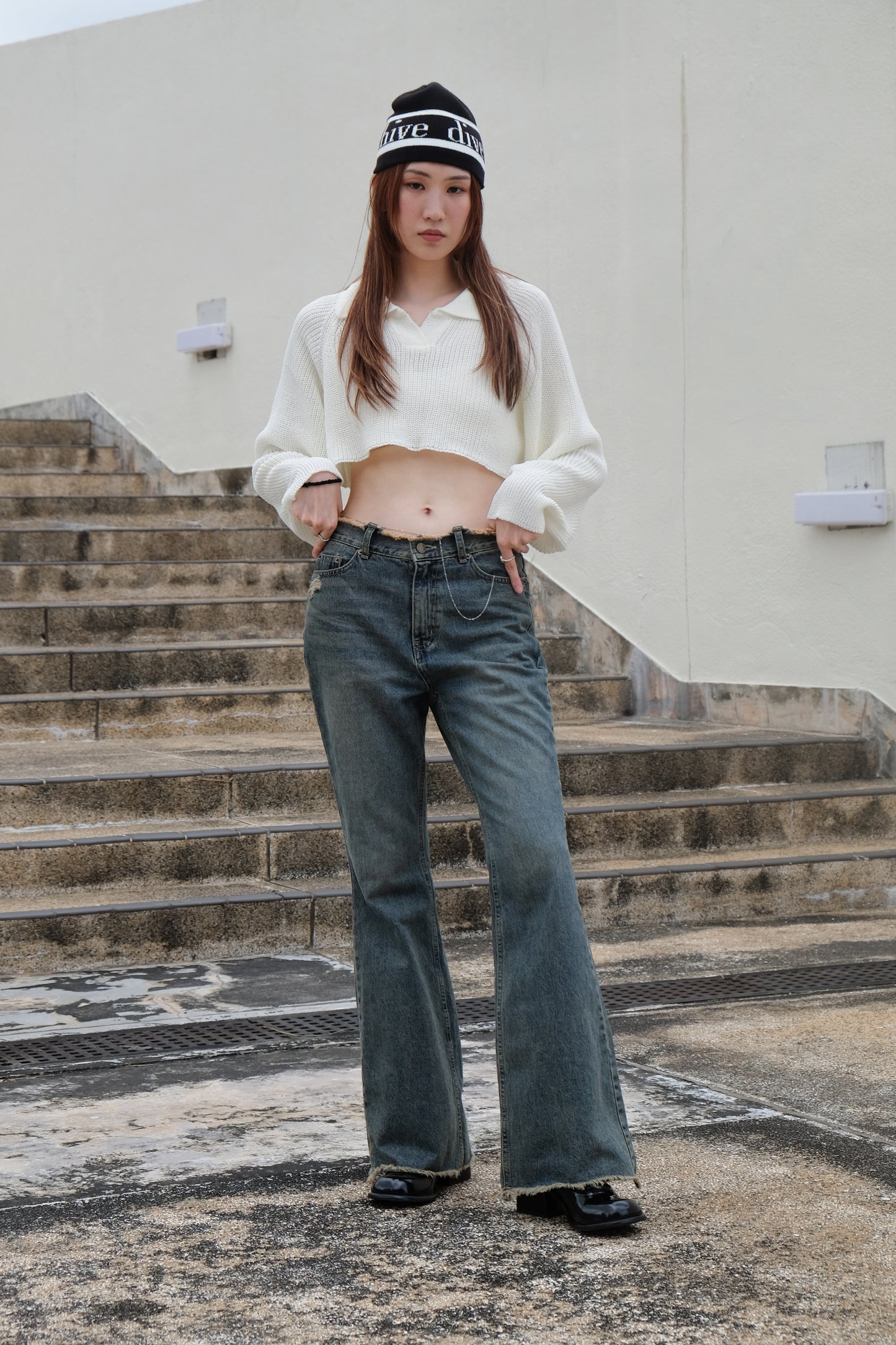 "Ayumi" Retro Bootcut Washed Jeans