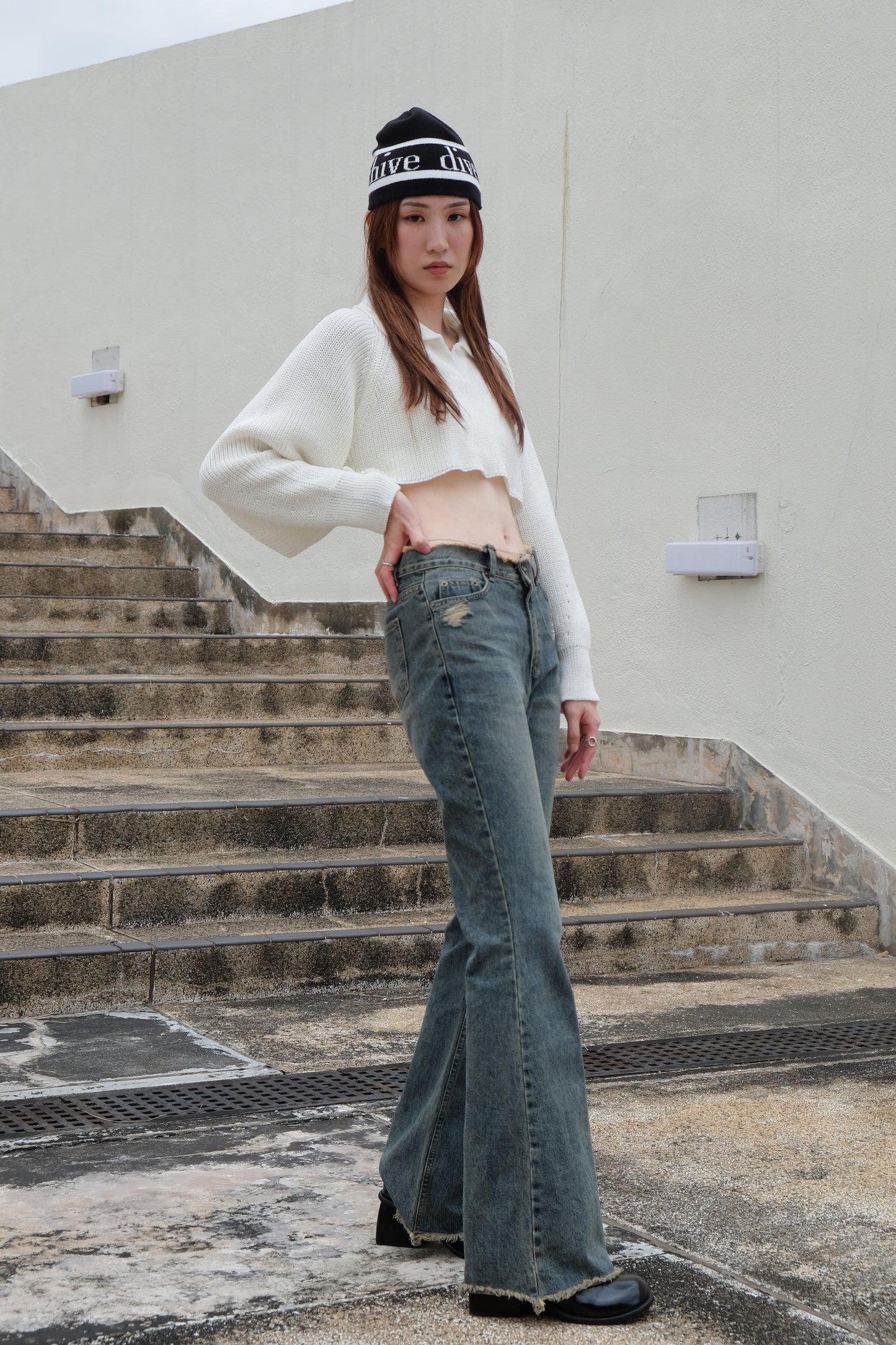 "Ayumi" Retro Bootcut Washed Jeans