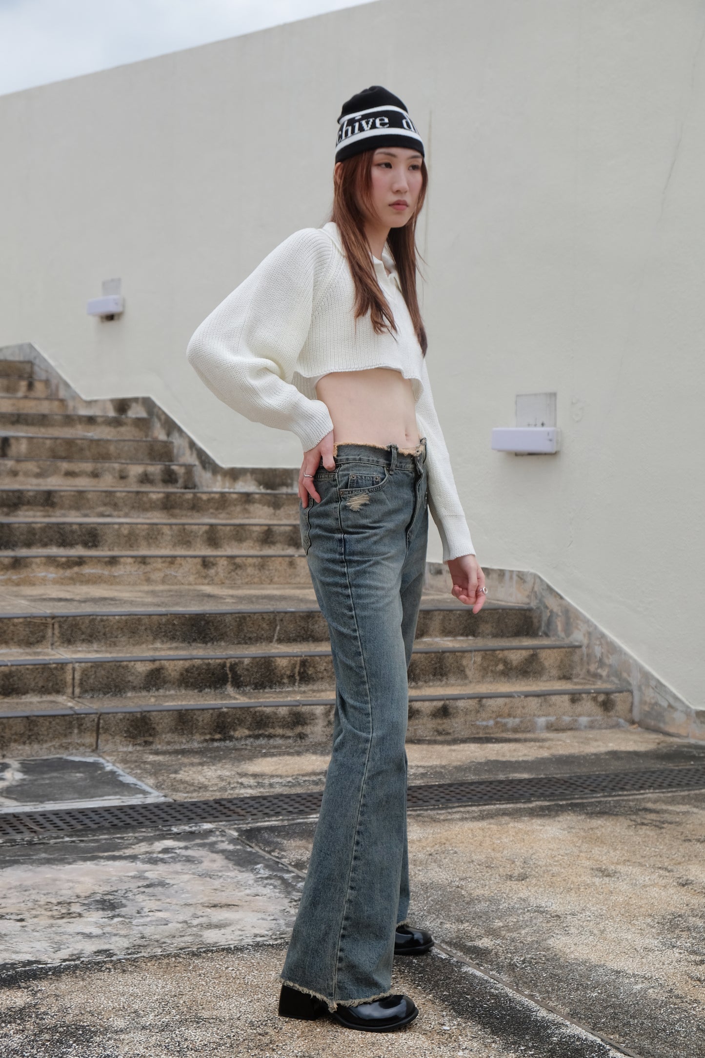 "Ayumi" Retro Bootcut Washed Jeans