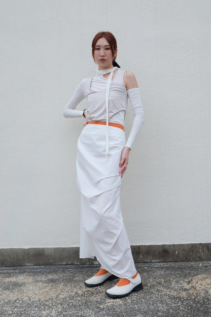 ✨推！"Shiina" Gathered Skirt (White)