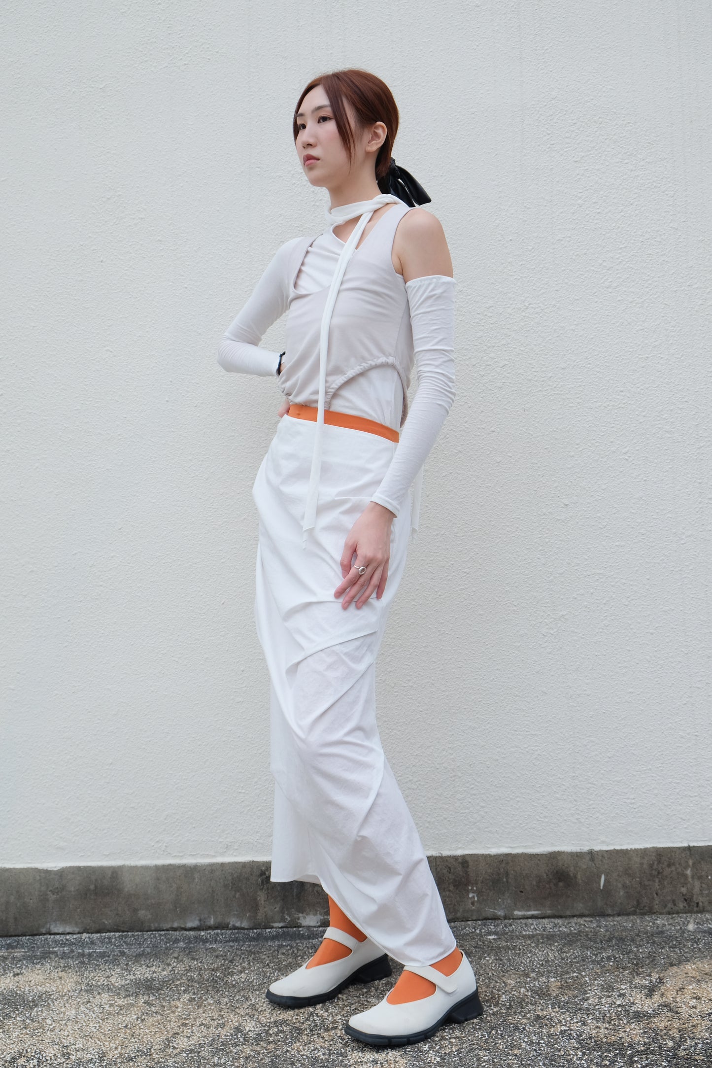 ✨推！"Shiina" Gathered Skirt (White)