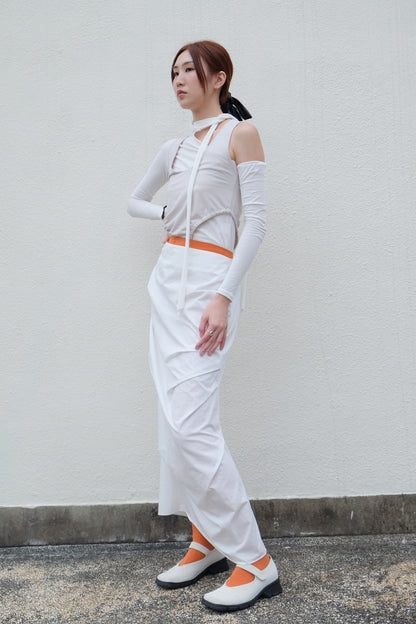 ✨推！"Shiina" Gathered Skirt (White)