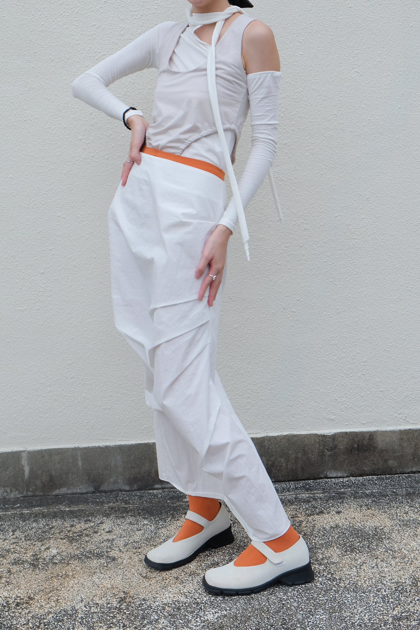 ✨推！"Shiina" Gathered Skirt (White)