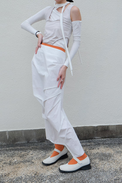 ✨推！"Shiina" Gathered Skirt (White)
