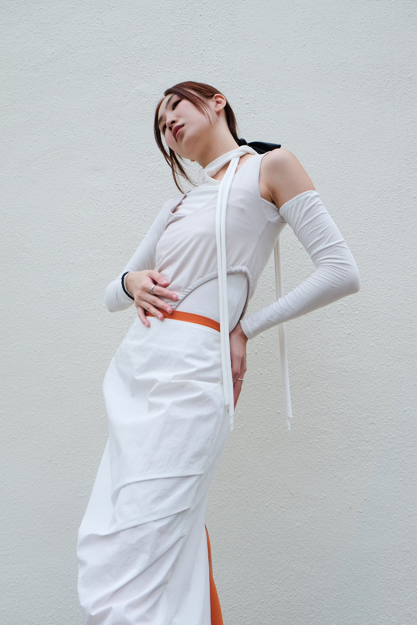 ✨推！"Shiina" Gathered Skirt (White)