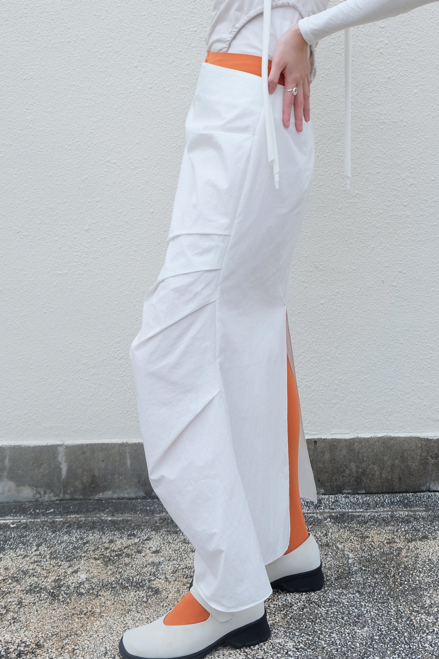✨推！"Shiina" Gathered Skirt (White)