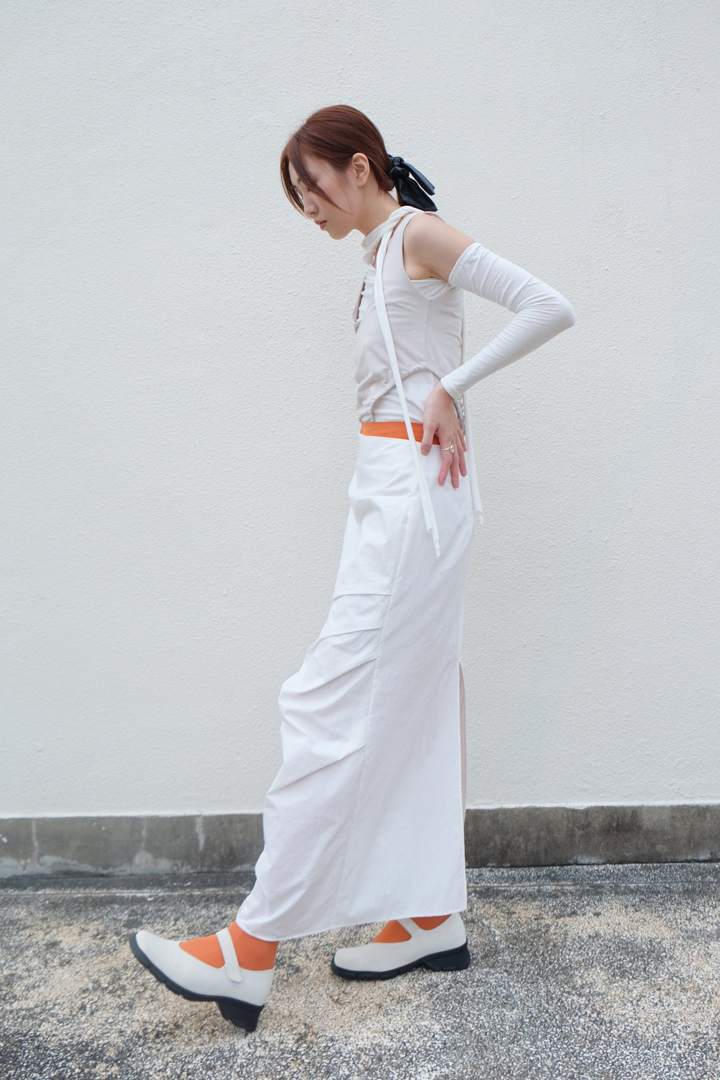 ✨推！"Shiina" Gathered Skirt (White)