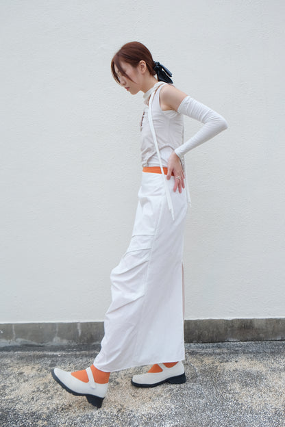 ✨推！"Shiina" Gathered Skirt (White)