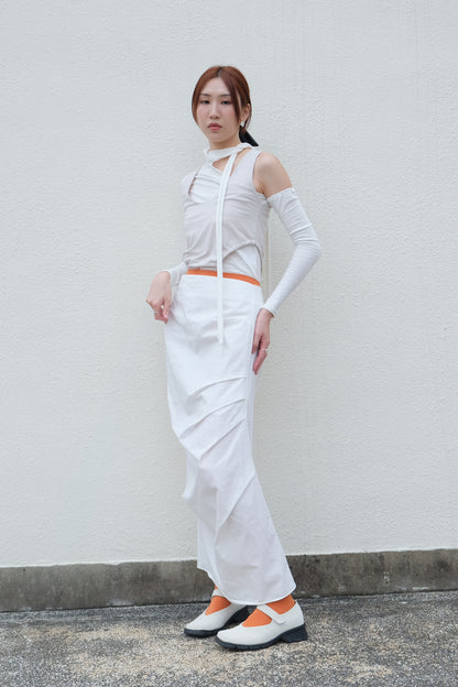 ✨推！"Shiina" Gathered Skirt (White)