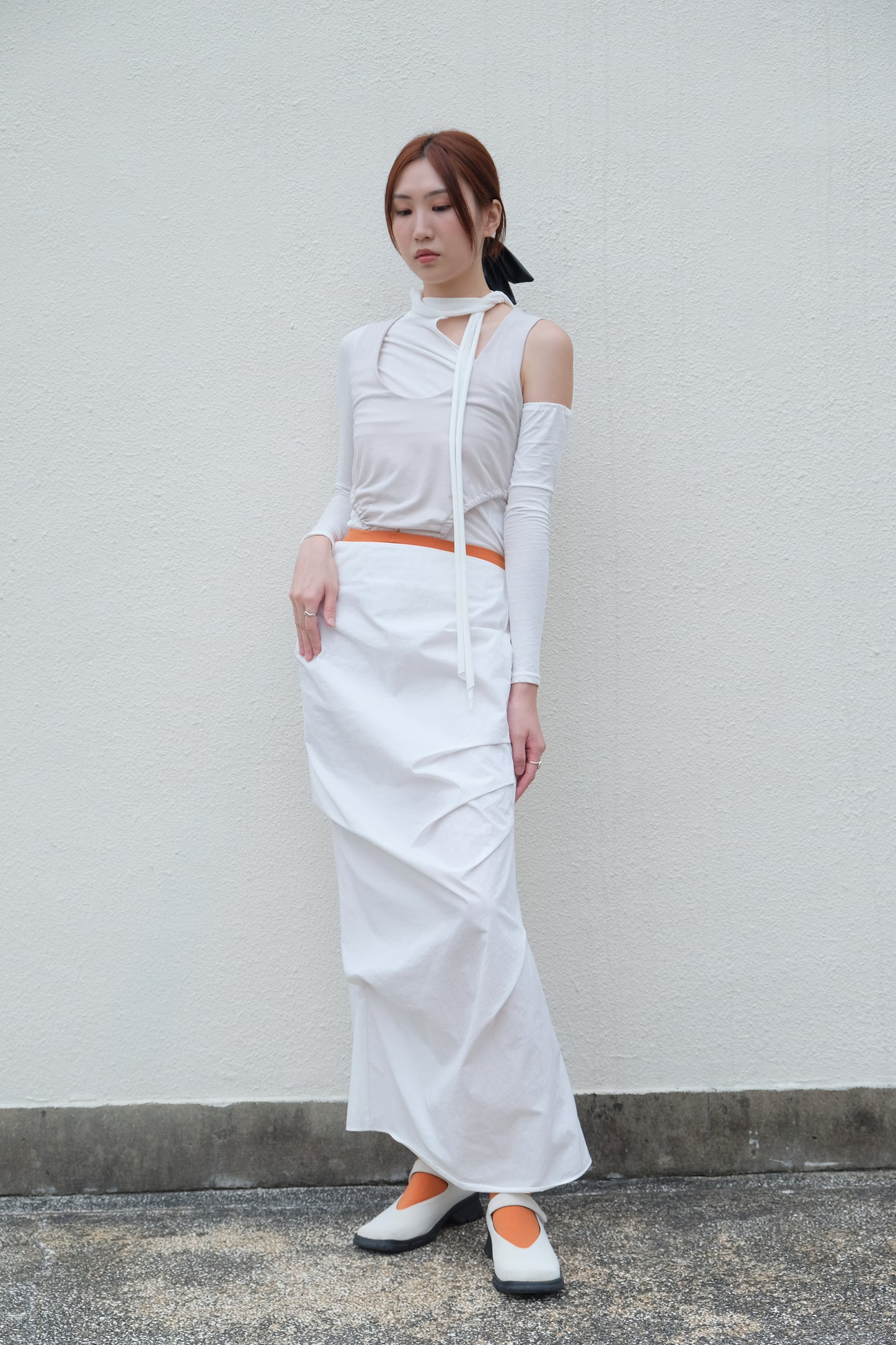 ✨推！"Shiina" Gathered Skirt (White)