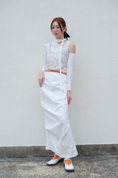 ✨推！"Shiina" Gathered Skirt (White)