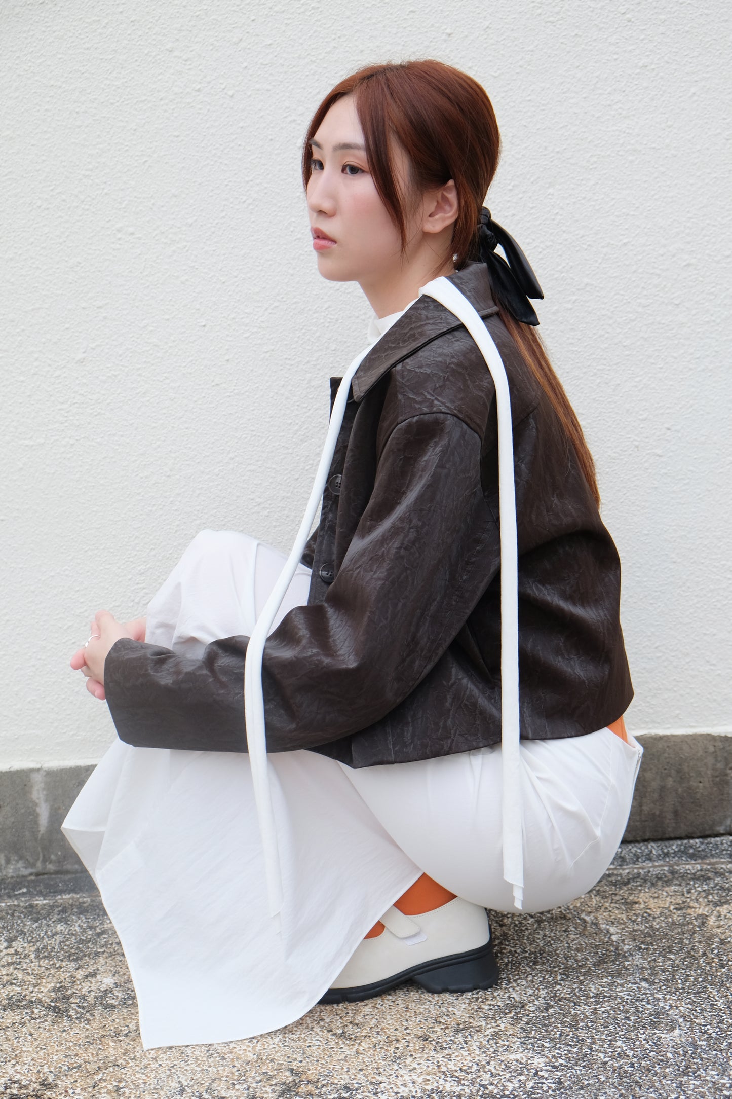 ✨推！"Shiina" Gathered Skirt (White)