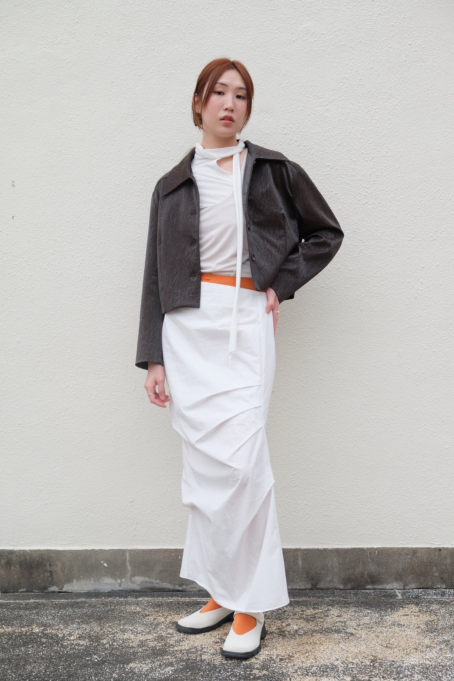 ✨推！"Shiina" Gathered Skirt (White)