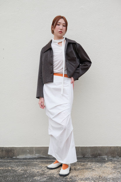 ✨推！"Shiina" Gathered Skirt (White)