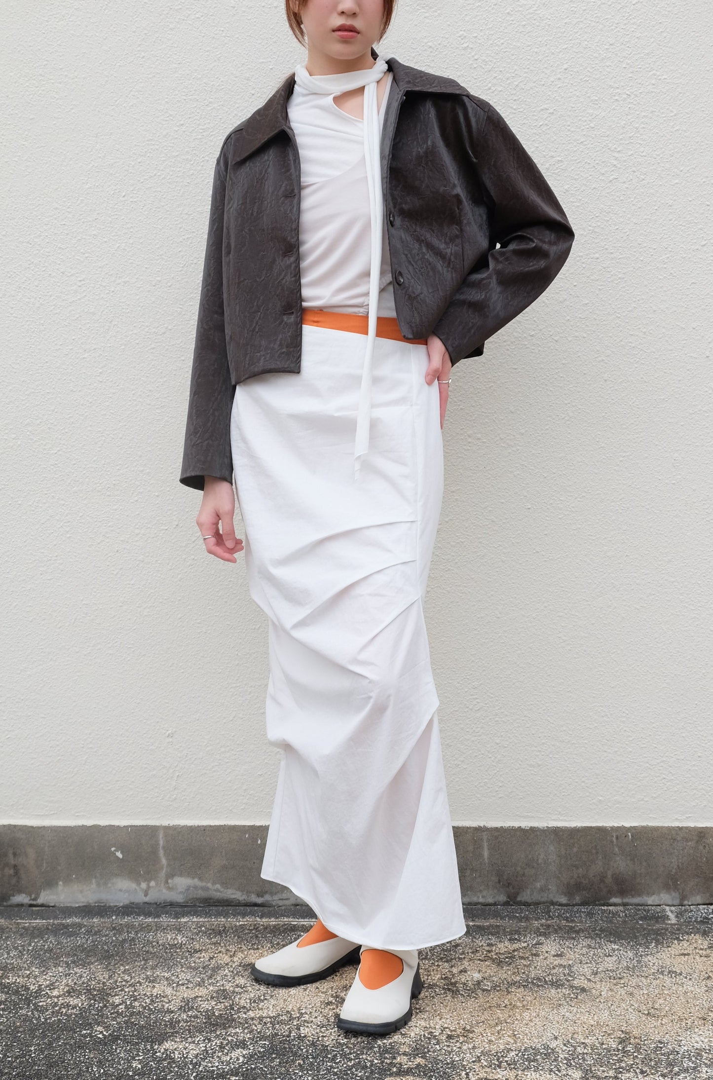 ✨推！"Shiina" Gathered Skirt (White)