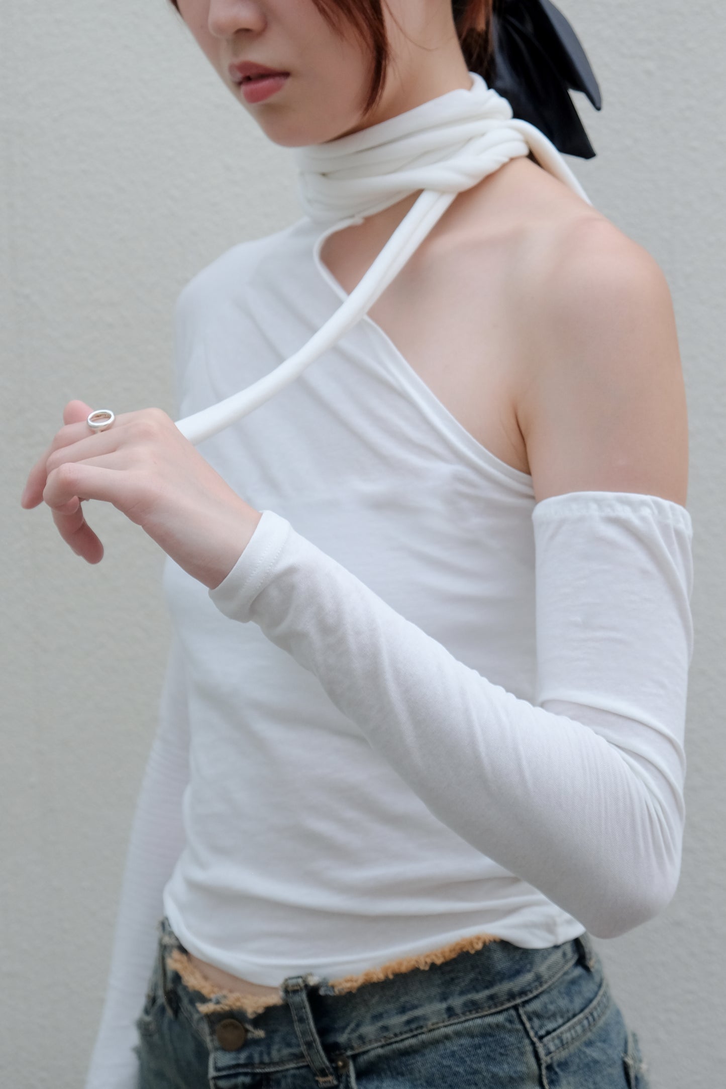 "Alexa" One-Shoulder Top (White)