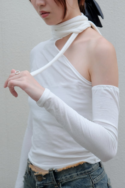 "Alexa" One-Shoulder Top (White)
