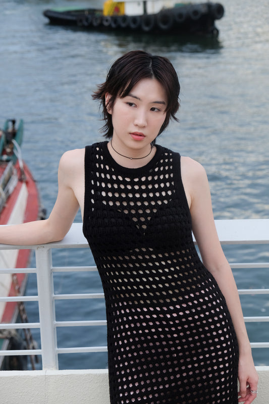 ✨推！"Madrid" Net Knit Dress (Black)