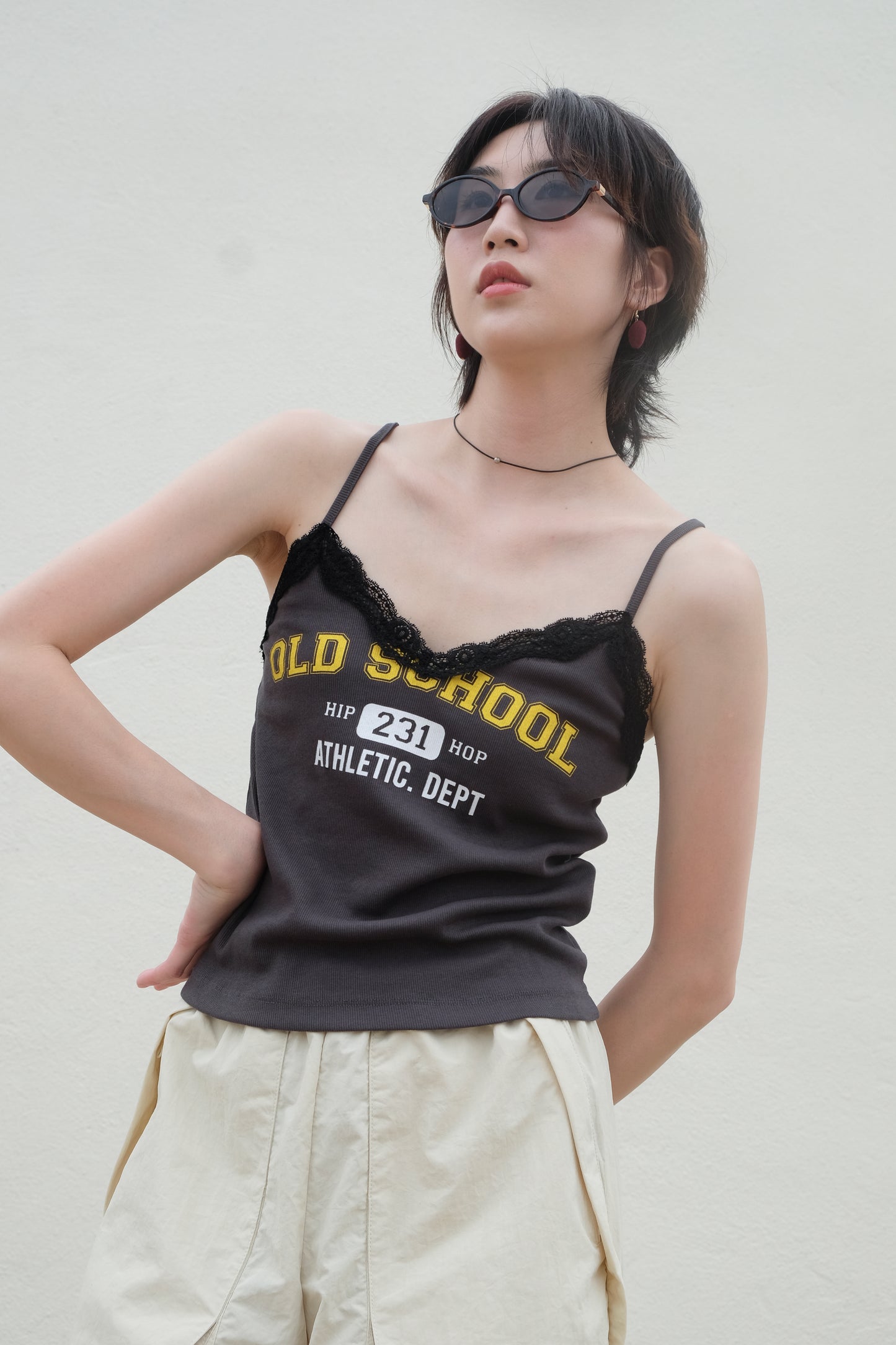 ✨推！"Old School" Lace Cami (Charcoal)