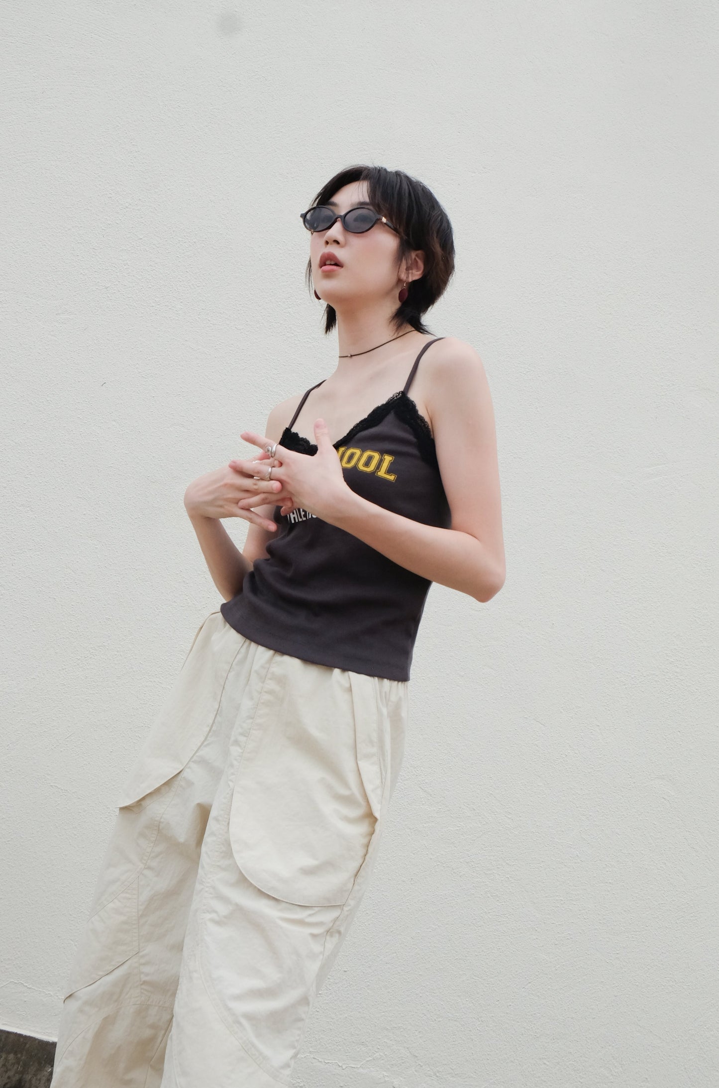 ✨推！"Old School" Lace Cami (Charcoal)